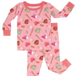 Little Sleepies Pink Baseball Print Pajamas